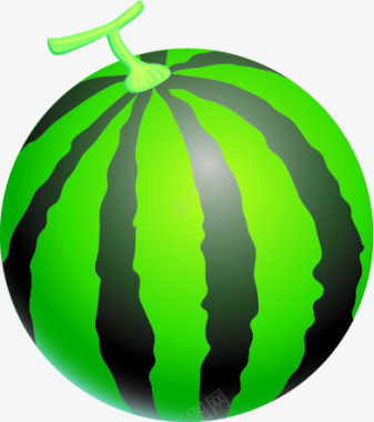 手绘计算机手绘卡通绿色西瓜图标图标