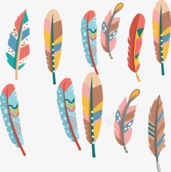 五十六民族精致民族风羽毛装饰矢量图高清图片