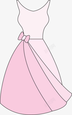 粉色蝴蝶结婚纱长裙素材