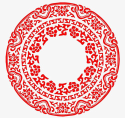 红色复古中国风圆形边框素材