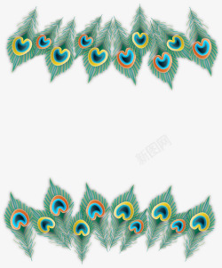 绿色孔雀羽毛边框矢量图素材