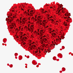 摄影红色的玫瑰花爱心形状素材