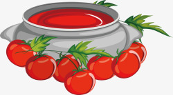 番茄酱料叶子背景番茄酱高清图片