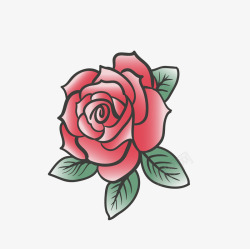 手绘玫瑰花植物矢量图素材