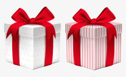 手绘立体白色红色礼物盒素材