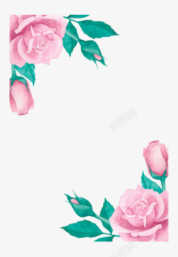 粉红玫瑰婚礼边框矢量图素材