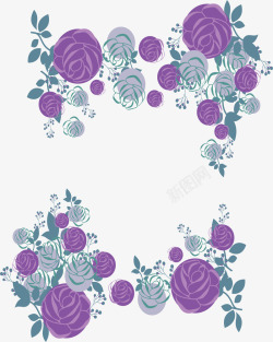 浪漫紫色玫瑰花边框素材