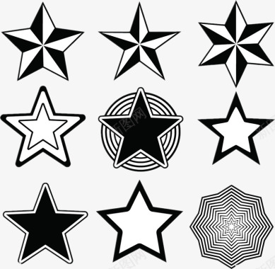 黑白五角星图标图标
