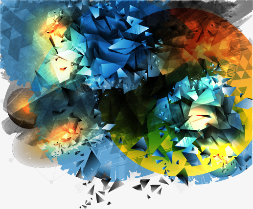 彩绘立体碎片背景图案png免抠素材_88icon https://88icon.com 彩绘 矢量立体 碎片 背景图案