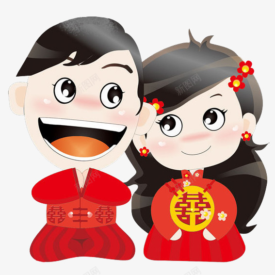 卡通中式婚礼图png免抠素材_88icon https://88icon.com 中国风 喜庆的 夫妻 婚礼 情侣 插图 高兴地