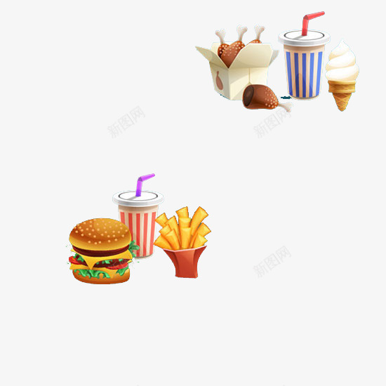 快餐食品png免抠素材_88icon https://88icon.com png素材 卡通彩绘 汉堡 炸鸡 西方快餐 食品