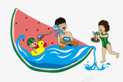夏日西瓜戏水休闲度假活动素材