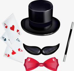 扑克和魔术帽子矢量图素材