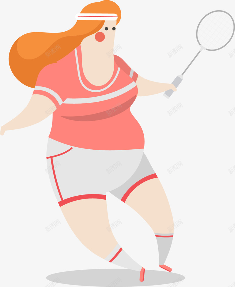 打羽毛球的肥胖女人png免抠素材_88icon https://88icon.com 减肥 手拿球拍 打羽毛球 肥胖女人 运动 锻炼