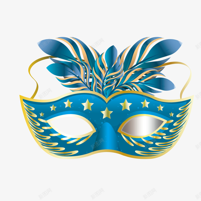 蓝色的面具png免抠素材_88icon https://88icon.com 3D PNG免抠图下载 假面 女性 羽毛 舞会