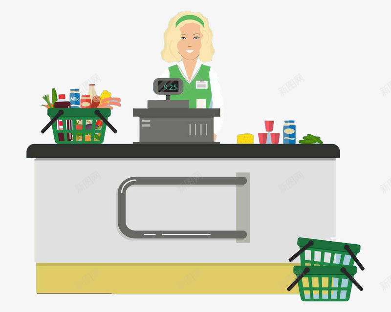 微笑的女售货员png免抠素材_88icon https://88icon.com 卖东西 卡通 卡通售货员 售货员 手绘 服务 站着 超市