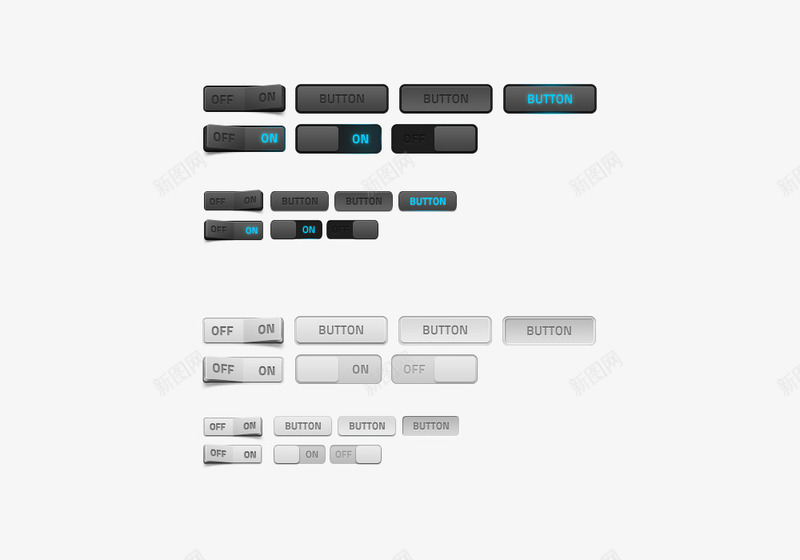 两色UI按钮png免抠素材_88icon https://88icon.com UI按钮 开关 转换