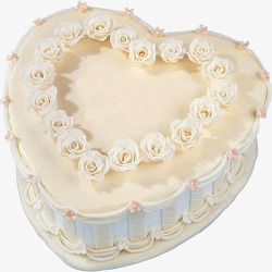 爱心形黄色蛋糕玫瑰花装饰蛋糕高清图片