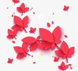 红色立体蝴蝶花瓣矢量图素材