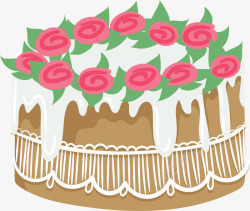 粉色玫瑰裱花蛋糕矢量图素材
