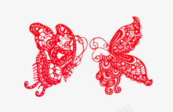 平面剪纸素材中国风剪纸两只蝴蝶高清图片