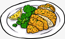 卡通手绘精致食品鸡肉卷素材