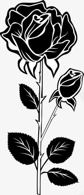 手绘线画手绘玫瑰花图标图标