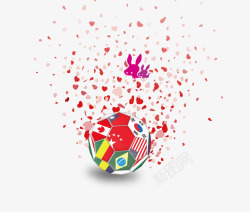 红色炫酷碎片世界杯足球插画素材