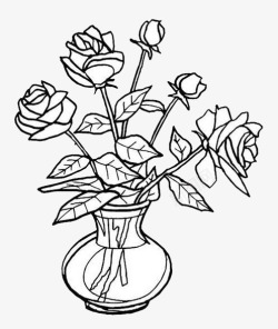 手绘简笔画美丽的玫瑰花素材