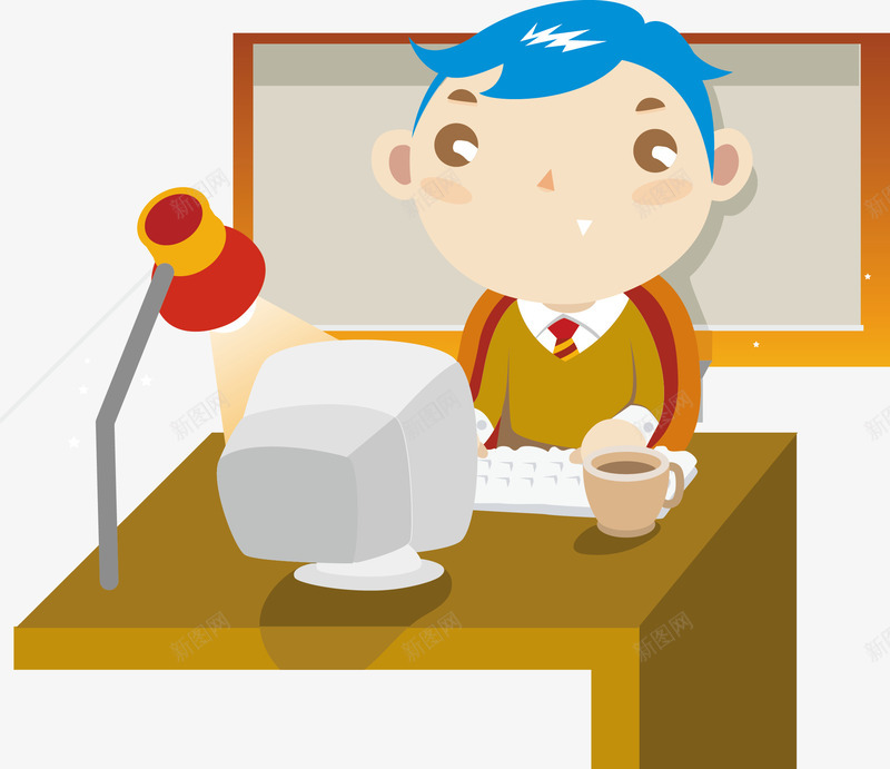 卡通漫画新员工上班矢量图ai免抠素材_88icon https://88icon.com 业务员 人物 加班 卡通 名师 商务 新员工 西装 矢量图