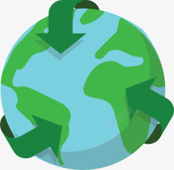 绿色循环箭头地球矢量图素材