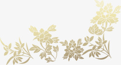 金色古风花朵叶子装饰素材