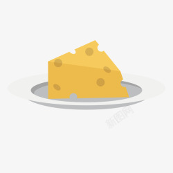 黄色扁平化奶酪元素矢量图素材