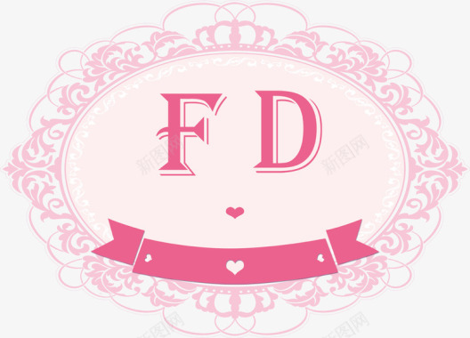 矢量婚礼logo粉色爱心花纹婚礼logo图标图标
