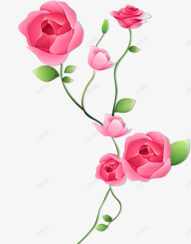 粉色玫瑰花卡通手绘png免抠素材_88icon https://88icon.com 卡通 手绘 玫瑰花 粉色
