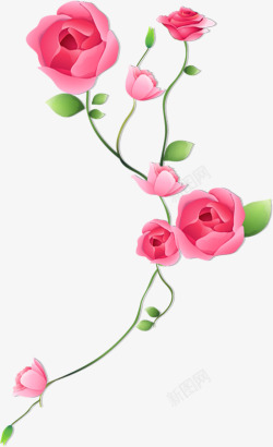 粉色玫瑰花卡通手绘素材