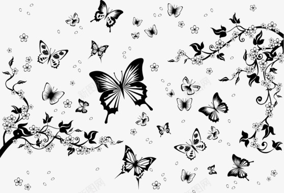 冬季插画蝴蝶矢量图图标图标