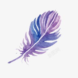 紫色的手绘羽毛装饰素材
