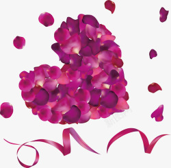 紫色玫瑰花花瓣心形素材