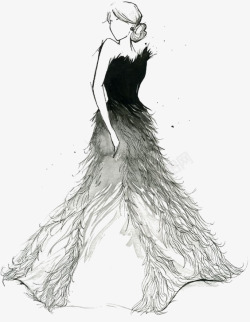 欧美创意羽毛长裙高清图片