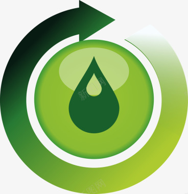 绿色环保图标循环使用水滴图标图标