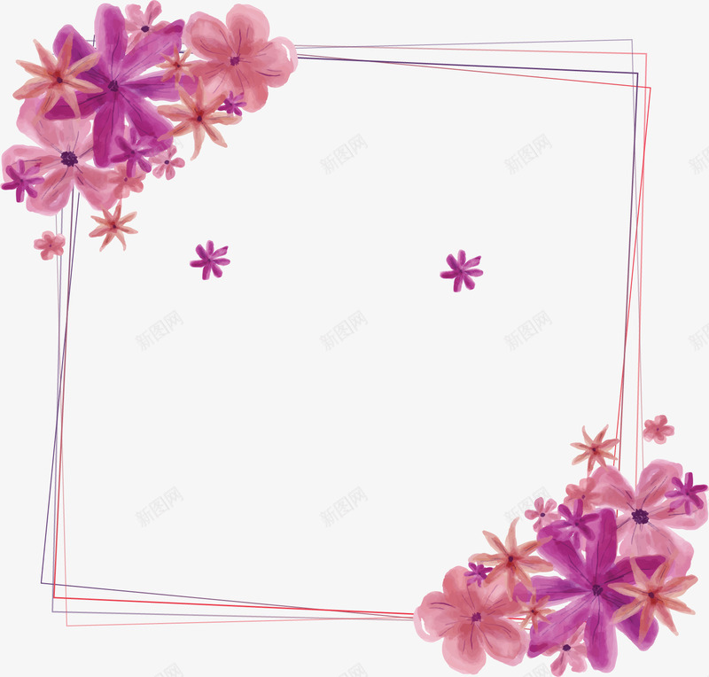 玫红水彩花丛边框矢量图ai免抠素材_88icon https://88icon.com 婚礼请帖 水彩花丛 玫红花丛 矢量png 花丛 花丛边框 矢量图