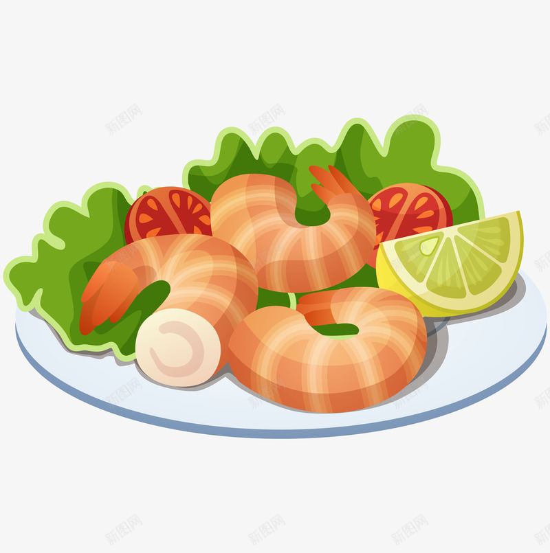 卡通简约美食大虾装饰广告png免抠素材_88icon https://88icon.com 卡通美食封面设计 大虾 广告设计 海报设计 美食 美食海报设计