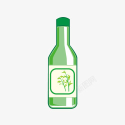 卡通饮料瓶绿色小草图案的瓶子高清图片