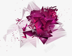 紫色组合碎片素材