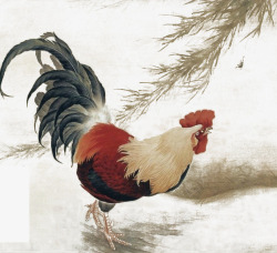 水墨画公鸡中国画高清图片