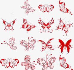 红纸剪纸蝴蝶高清图片