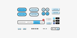 蓝灰色按钮一套PSD素材