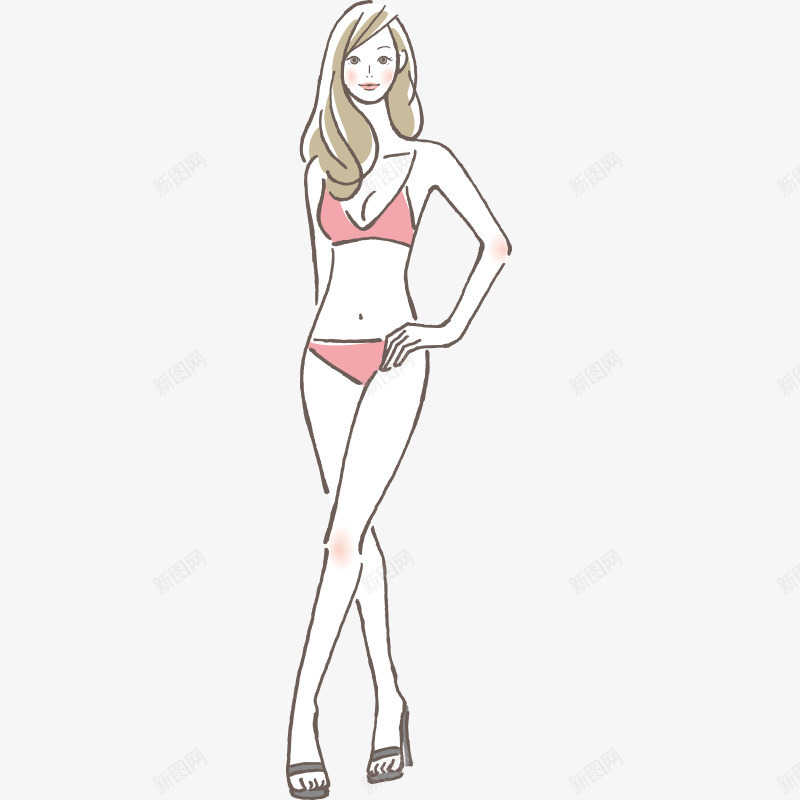 穿比基尼的美女png免抠素材_88icon https://88icon.com 卡通 手绘 比基尼 简图 红色的 美女 高跟鞋