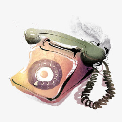复古旧时光手绘彩色电话机高清图片
